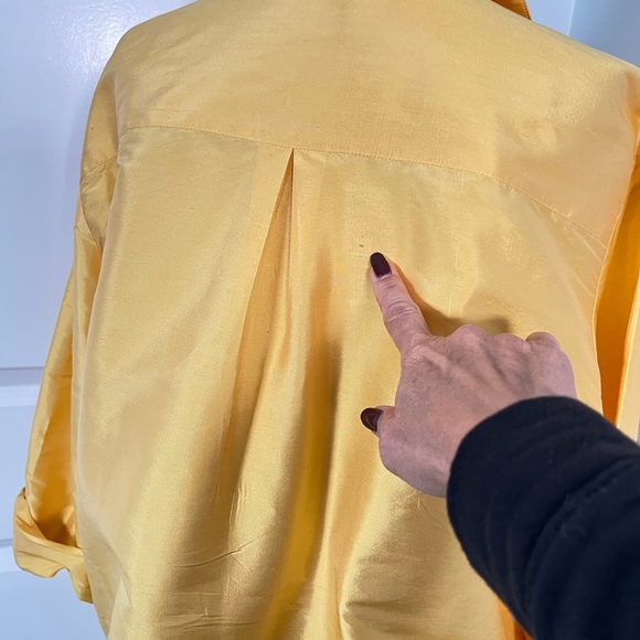 Neiman Marcus 100% In bright yellow Silk Vintage shirt dress size L - Picture 11 of 12